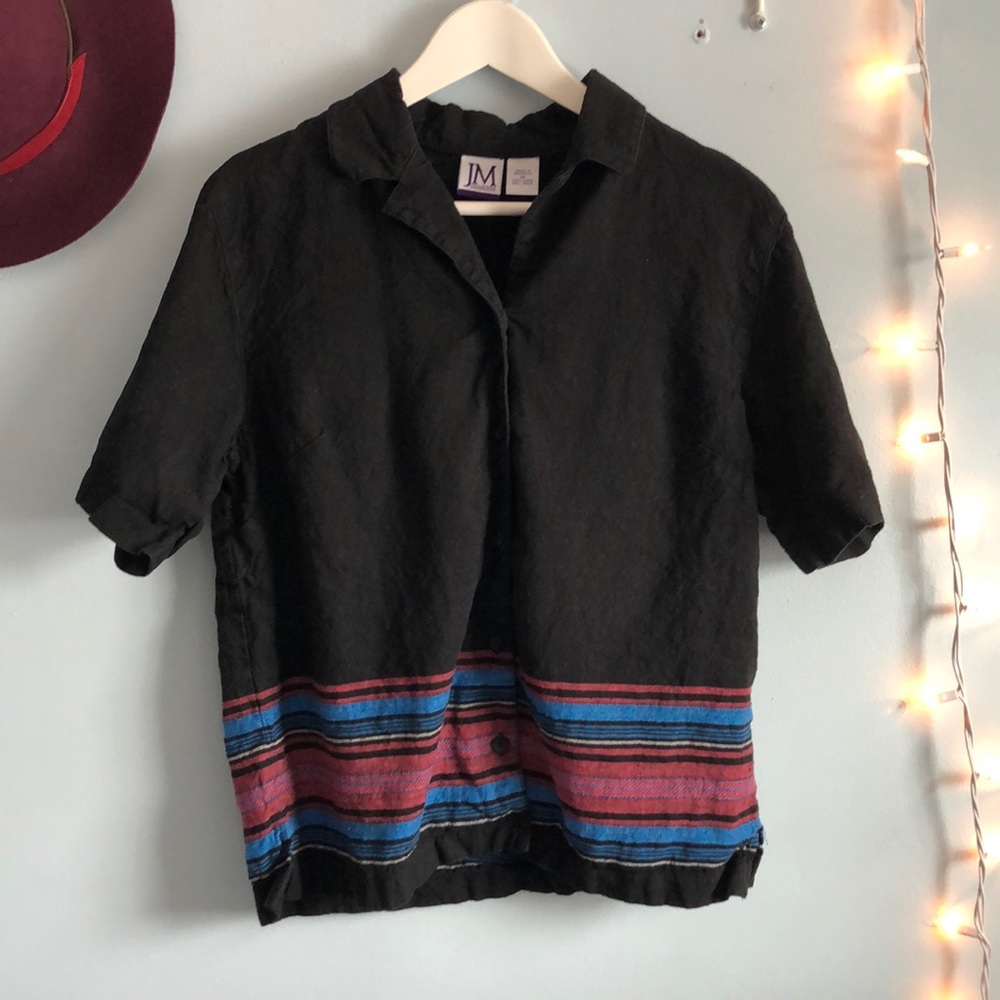 JM Collection | Vintage Linen Bowling Shirt